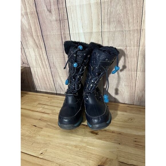 Lands End - Snow Boot: Blue with Silver Stars - Size 2M UK 1 - Picture 1 of 9